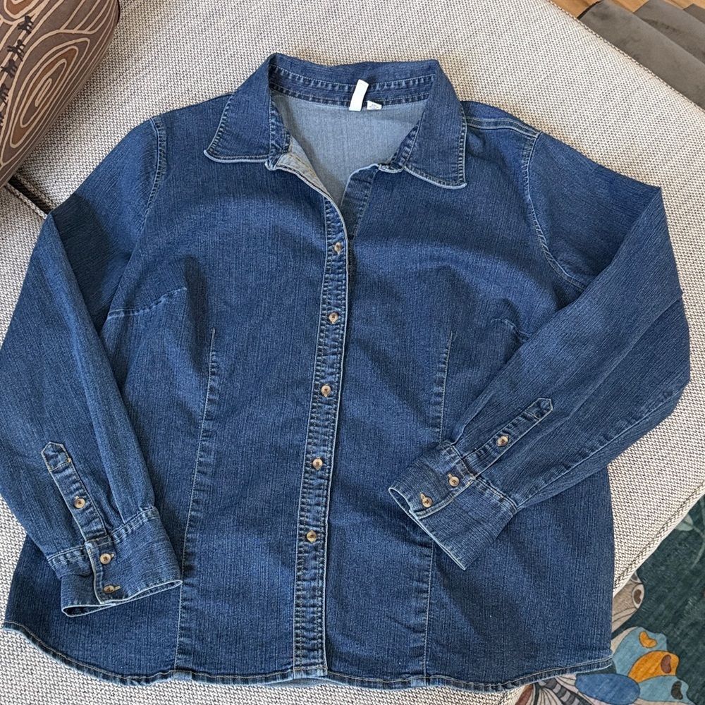 St. John's Bay Blue Denim Button-Front Shirt